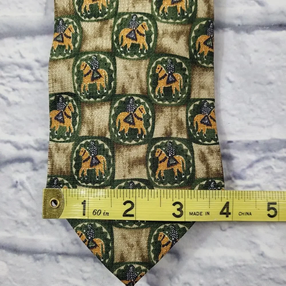 Dunhill Medieval Knight on Horse Medallion Silk Tie
